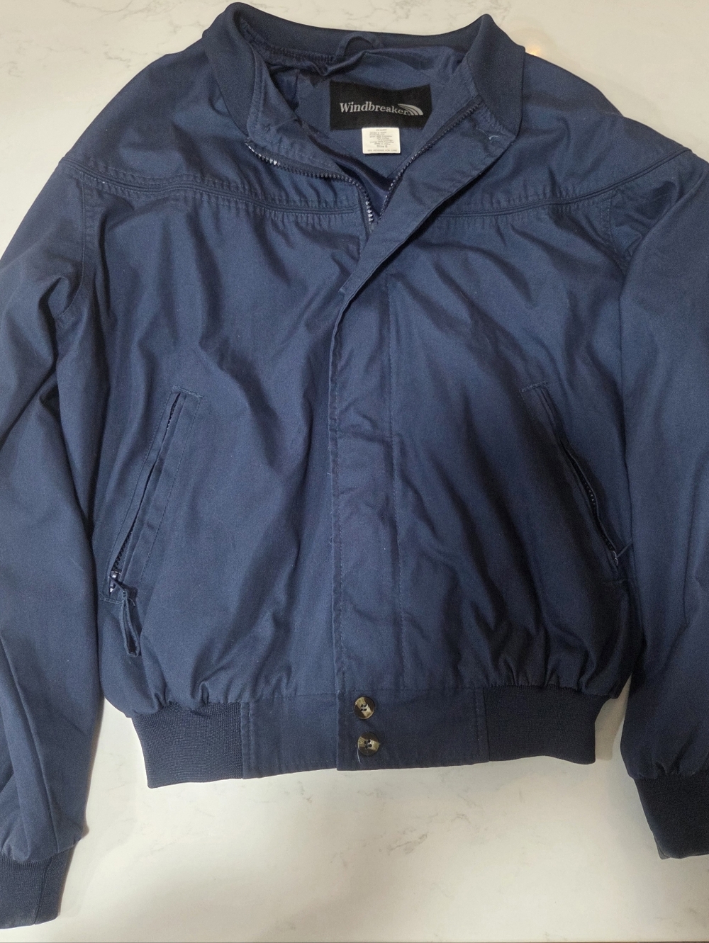 Vintage Windbreaker Navy Blue Harrington Style Jacket